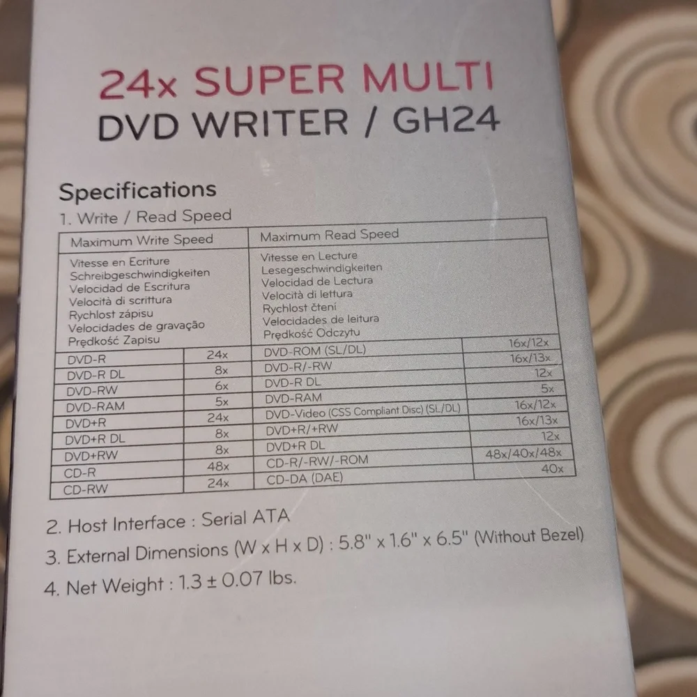 LG. DVD WRITER. GH24. 24×SUPER MULTI.